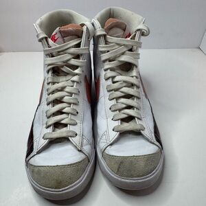 Women's Nike White and Red High-Top Sneakers with Gray Suede Toes Size 8.5